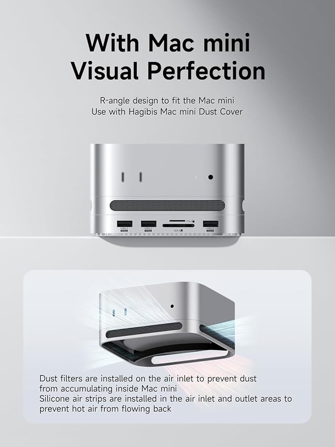 Hagibis Mac mini M4 Hub with 40Gbps M.2 SSD Enclosure &amp Dustproof Stand Dual USB-C Docking Station with NVMe SSD Case SD4.0 Micro SD 4.0 10Gbps USB3.2 for Mac mini M4 Pro (MC650)