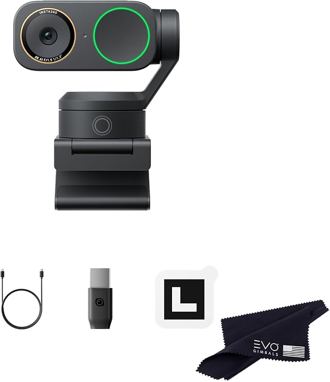 Insta360 Link 2 PRO- PTZ 4K Webcam for PC/Mac 1/1.3” Sensor AI Tracking Gesture Control HDR Directional Noise-Canceling Mics Live Streaming Gaming Video Camera Works with Zoom Teams Twitch