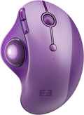 seenda Wireless Trackball Mouse Bluetooth - Ergonomic Rollerball Mouse Rechargeable 3 Device Connection Optical Mice Adjustable DPI Thumb Control Mice Compatible for Mac/Android/Windows - Purple