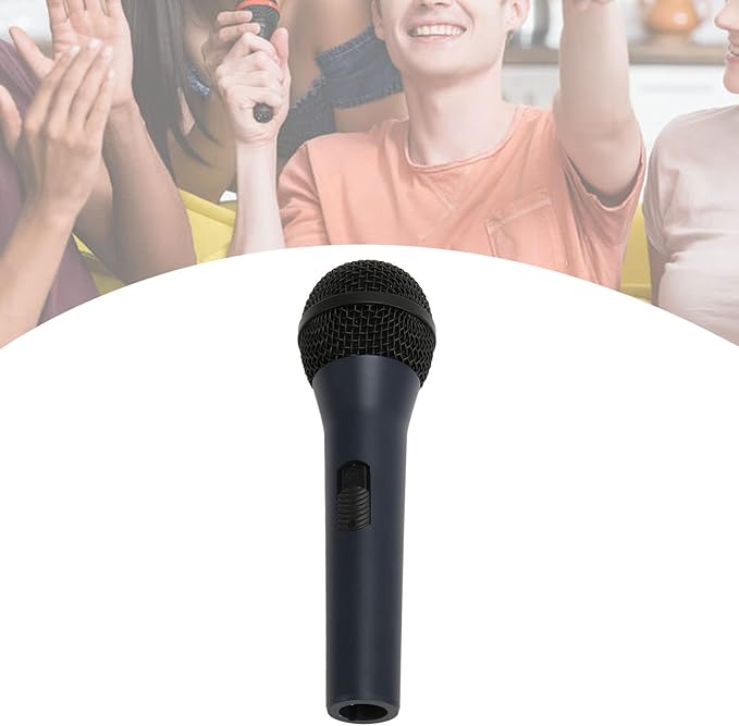 Wired Handheld Microphone Dynamic Karaoke Mic with Noise Reduction Cardioid Pickup and Metal Body 6.35mm Plug Wired Handheld Mic for Speaker Amplifier Home KTV Stage Singing