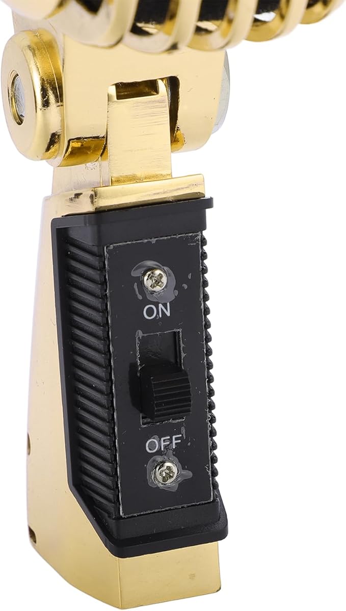 Zunate Retro Dynamic Microphone with Rugged Structure and Flexible Positioning for KTV and Live Performances (Gold Tape)