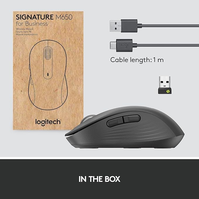 Logitech Signature M650 for Business Wireless Mouse for Small to Medium Sized Hands Logi Bolt Bluetooth SmartWheel - Graphite