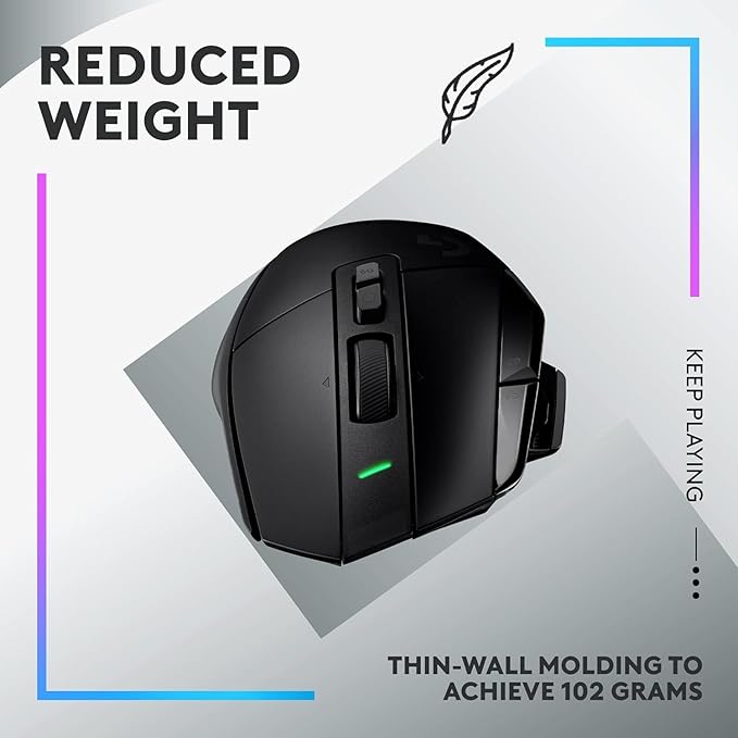 Logitech G502 X Lightspeed Wireless Gaming Mouse - LIGHTFORCE Hybrid Optical-Mechanical switches Hero 25K Gaming Sensor Compatible with PC - macOS/Windows - Black (Renewed)