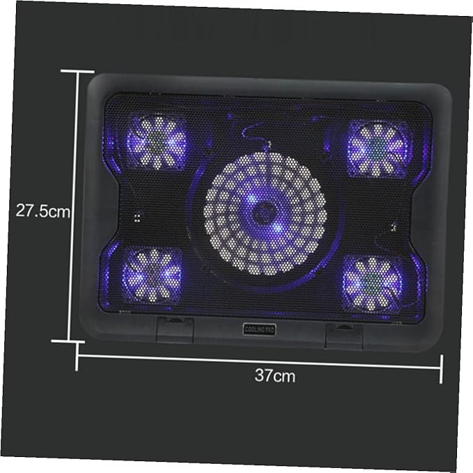 USB Laptop Cooling Pad with 5 Fans Adjustable Cooler Stand Base Anti-Skid Laptop Cooling Device for Gaming and Office Use Black