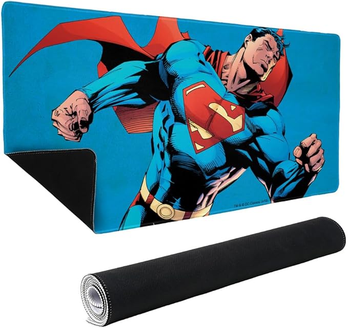 Superman Character Large Gaming Mouse Pad Desk Mat with Stitched Edges Non-Slip Base for Gamer Home and Office 31.5 x 15.7