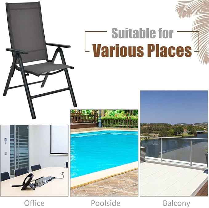 Office Chair Gaming Chair Computer Chair Patio Chair 2 Piece Folding Dining Chair with Adjustable Back