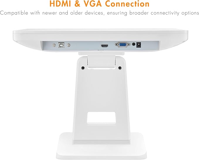 Commercial Grade 17.3 Inch 1920 x 1080 FHD Touchscreen POS Monitor 10 Points Touch HDMI VGA Waterproof Dustproof Screen Indusitrial Office Retail Gym Warehouse (White)