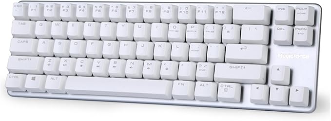 Qisan Happy Deals 10% Discount Off Mechanical Keyboard Gaming Keyboard Blue Switch 68-Keys Mini Design (60%) Gaming Wired Keyboard White Silver Magicforce