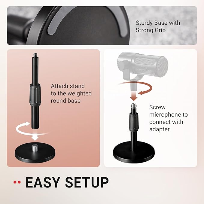 FIFINE XLR/USB Gaming Microphone with Desktop Mic Stand Kit Streaming Dynamic Microphone with RGB Gain Knob Headphone Jack Adjustable Table Mic Stand for Recording Podcast Voice-Over-AM8+BS1