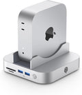 Yottamaster 9 in 1 Mac mini M4 Dock 10Gbps with 8TB NVMe SATA SSD Enclosure Aluminum Mac mini M4 Stand and Hub Built in Cool Fan USB-A*2/USB-C 10Gbps USB-A 2.0 * 2 3.5mm Audio*2 TF/SD