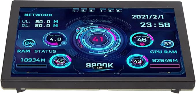 5 Inch USB Mini Screen  Computer Temperature Monitor Display PC CPU GPU Data Monitor 360 Degree Rotation Computer Case Secondary Screen