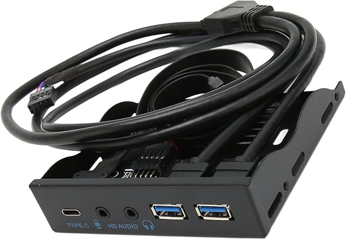 3.5 Inch Front Panel USB C Hub 10Gbps USB3.2 with 20Pin 2 Port USB 3.0 Hub and 3.5mm Audio Interface for 8 10 11