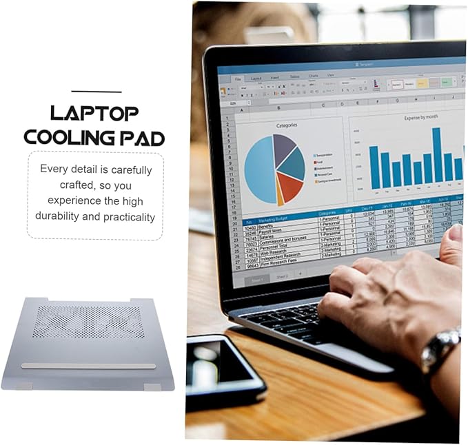 Aluminum Alloy Laptop Cooling Pad Stand with Adjustable Height and Dual USB Fans for Notebooks to 17.3 Inches Gray Compatible with Gaming and Office Use