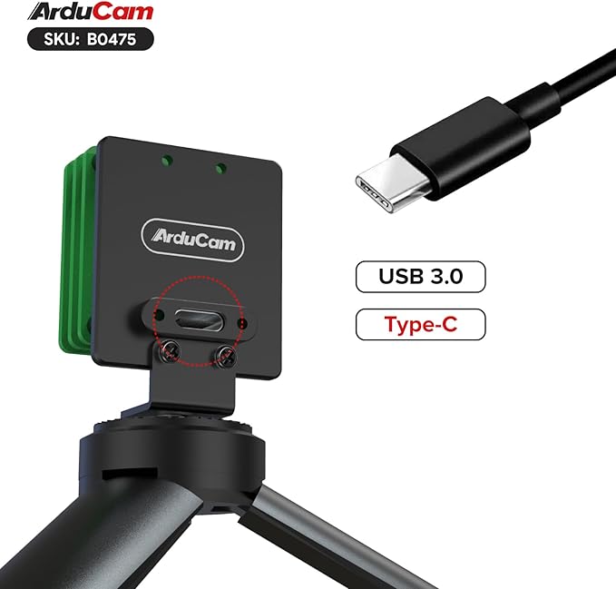 Arducam USB 3.0 Camera 64MP USB Camera Module 120fps High-Speed Webcam with 84°(D) Motorized Focus Lens and Metal Case Compatible with Windows and Linux OS
