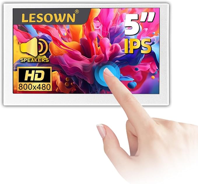 mini Monitors Touch Compact Screen 5 inch HDMI IPS 480x800 HD LCD Lightweight White Portable Sub Display with Speakers for PC Laptop