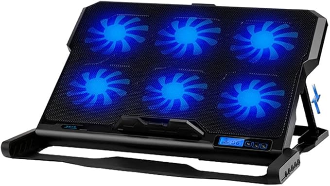 Laptop Cooling Pad 6 Fans and Cooler with Light LCD Display Notebook Stand for 12-16 Inch