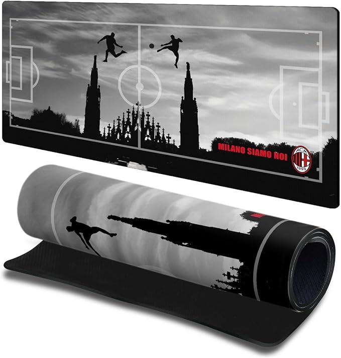 Head Case Designs Officially Licensed AC Milan Milano Siamo NOI Crest Logo 23.62 x 11.81 x 0.12 inches (600 x 300 mm) - L Gaming Office Desk PC Keyboard Mouse Mat Pad