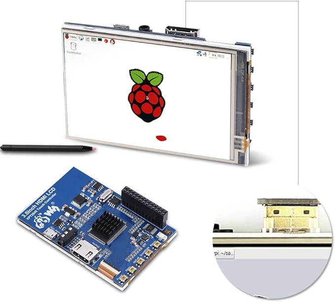 Zopsc 3.5 inch LCD Screen Display Supports 1080P Display Monitor 60fps for + Black Acrylic Case with Multi Languages Menu