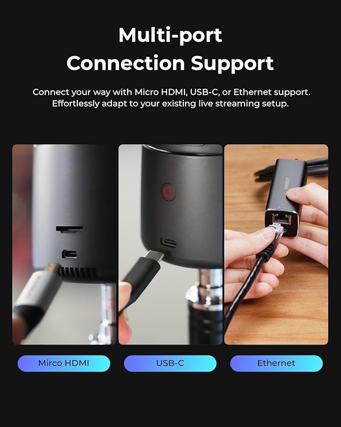 OBSBOT Tail Air with NDI Activated 4K Streaming Camera AI Tracking &amp Gesture Control PTZ Webcam for YouTube Twitch Church HDMI USB-C Wireless Unlimited Connect