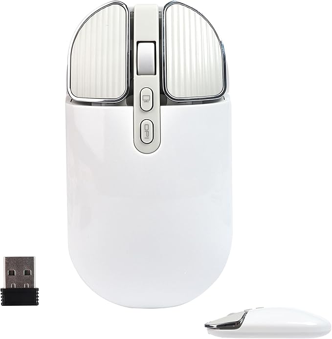 Wireless Mouse Bluetooth Cute Ultra Slim Silent Computer Mice with USB Receiver Dual-Mode 2.4G &amp Bluetooth Rechargeable Portable USB Cordless Mouse for Laptop PC Desktop Tablet Kids Adults GiftWh