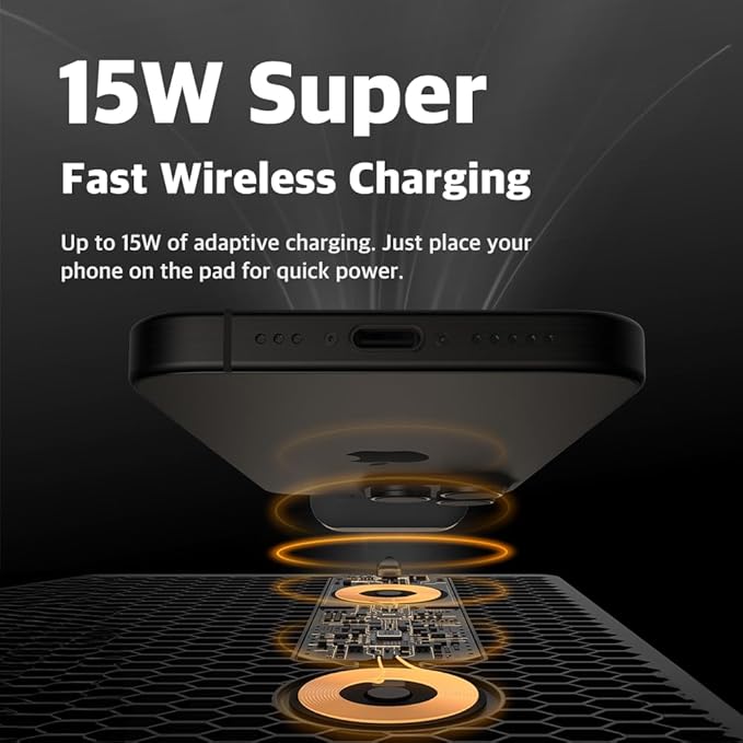 POUT H3 PRO Dual Qi Wireless Charging Mouse Pad – Dual Fast Wireless Chargers for Smartphones and Earbuds – Smooth Surface with Anti-Slip Base for Home and Office Use (Frost Blue)