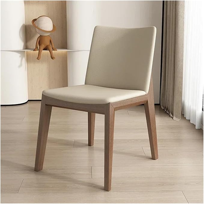 Adjustable Office Computer Chair with Armrest 1pcs Modern Minimalist Solid Wood Frame Leisure Dining Chair Indoor Kitchen Furniture(Light Khaki)