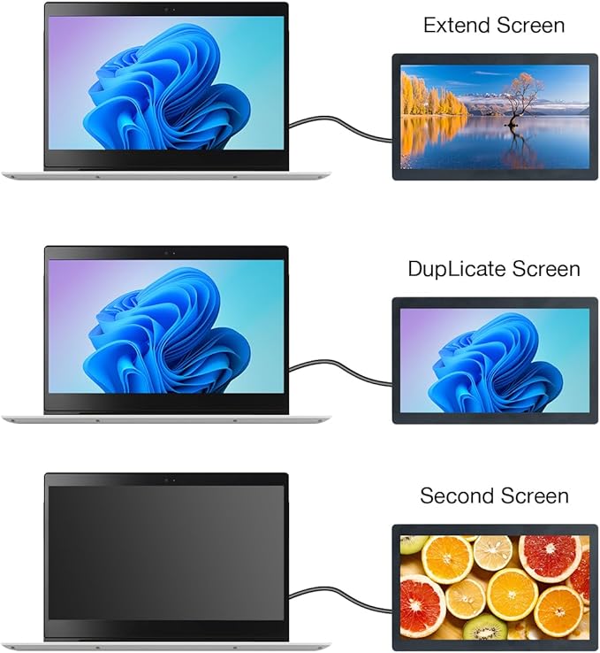 7 Inches USB C Mini Monitor 1024x600 IPS LCD Display Type C Secondary Screen for PC Laptop Windows