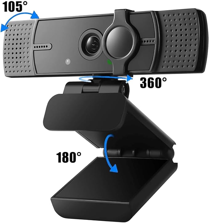 4K Webcam for PC &amp Laptop - Ultral HD 4K AI Autofocus Support DZoom and ePTZ Built-in Noise-Canceling Mics and Slidable Privacy Cover for Business Meetings Conferencing &amp Video Calls