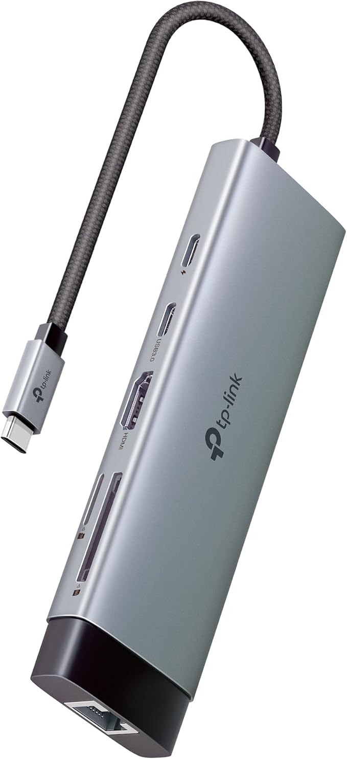 TP-Link USB C Hub 9-in-1 Multiport Adapter UH9120C | 4K@60Hz HDMI 1×1G ethernet SD &amp microSD 100W Power Delivery 1×USB-C + 3×USB-A Data Ports | 5Gbps High-Speed Splitter for MacBook &amp More