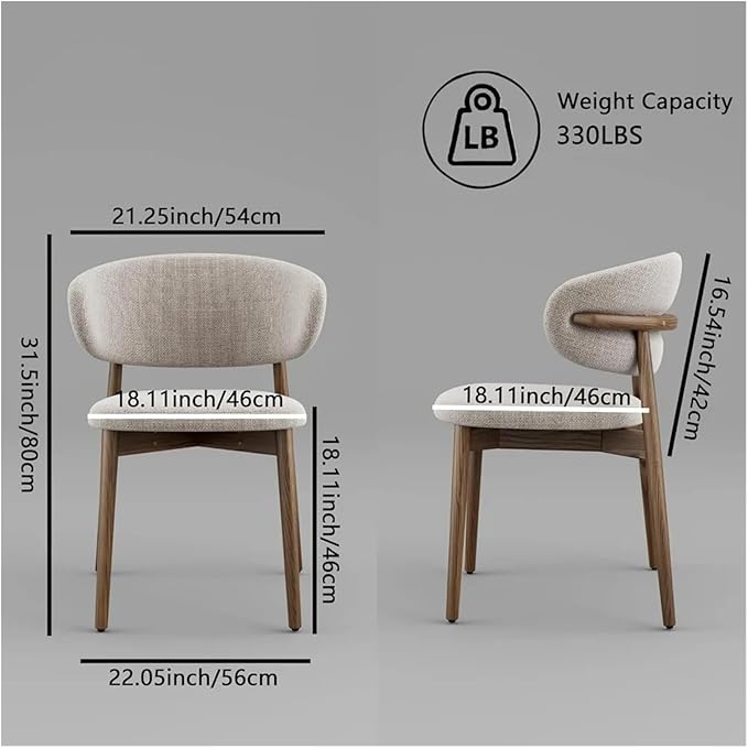 Adjustable Office Computer Chair with Armrest 1pcs Solid Wood Dining Chairs Modern Fabric Upholstered with Curved Padded Backrest(Black)