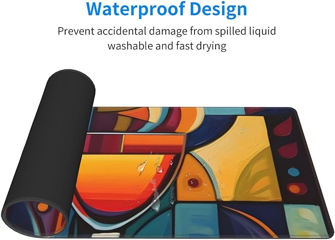 Abstract Wine Glass Large Mouse Pad XL Extended Gaming Pad Waterproof Desk Mat for Desktop Keyboard Non Slip Mousepad for Office Game Home 32.15x11.8