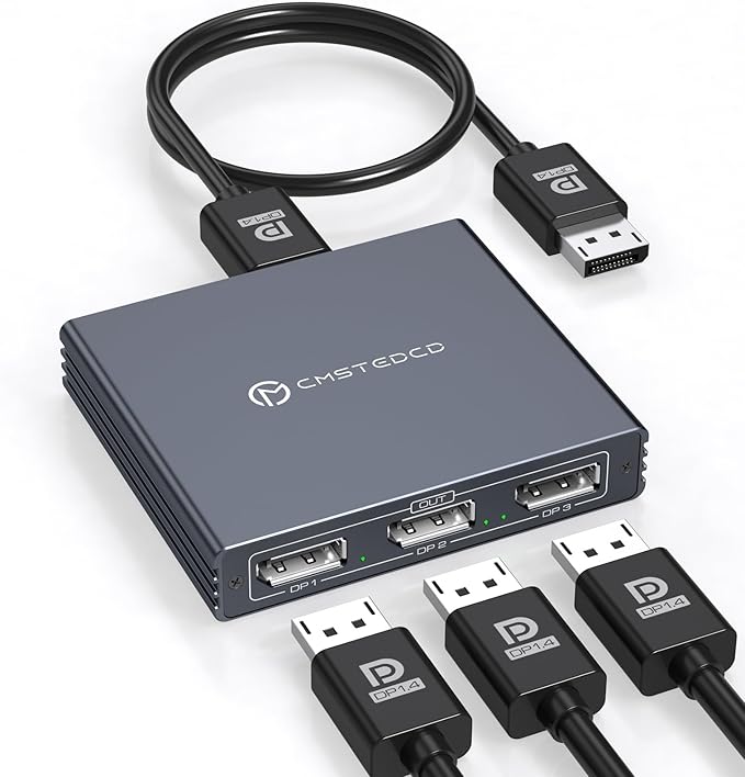 DisplayPort Splitter 3 Monitors 4K60Hz DP Splitter Extended Display 1 in 3 Out DisplayPort to Triple DP for PC Monitor (Mac OS Does Not Support MST Display Port Cable Not Included)