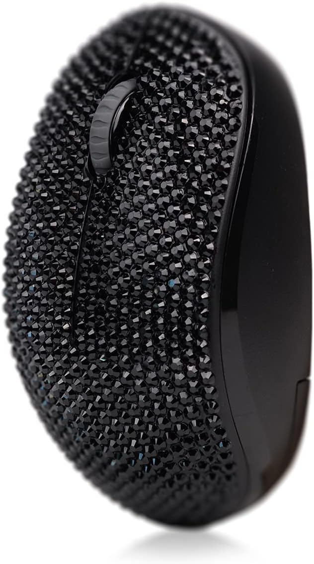 SA@ Luxury 6 Colors Bling Crystal Rhinestone 2.4G Wireless Mouse for Laptop Notebook PC Computer MacBook Gifts for The Office (Black)