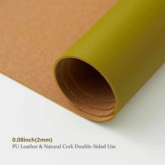 Large Cork Desk Mat - 47.2x 17 Desk Pad for Office and Home - Ideal for Large Mouse Pad and Desk Mats on Top of Desks(Olive Green)