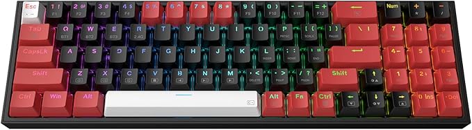 Redragon K628 PRO 75% 3-Mode Wireless RGB Gaming Keyboard 78 Keys Hot-Swappable Compact Mechanical Keyboard w/Hot-Swap Free-Mod PCB Socket Dedicated Arrow Keys &amp Numpad Red Switch