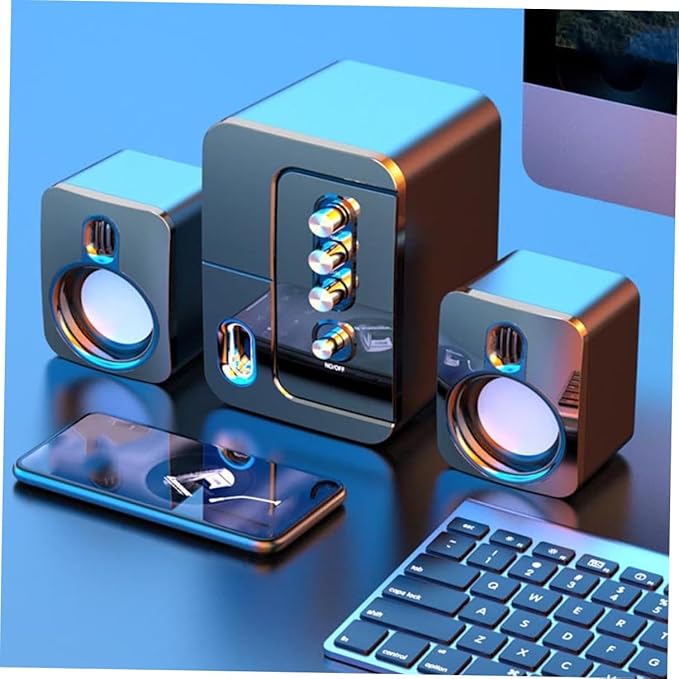 Vaguelly USB Portable Computer Speakers for Laptop and Desktop Compact Wired Stereo Speaker with 3D Surround Sound and Deep Bass for Home and Office Use