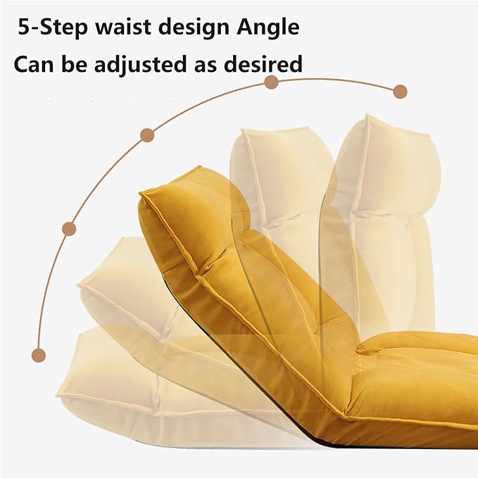 Lazy Sofa ChairModern Accent Chair Lounge Leisure Sofa Chair with 5-Position Adjustable Waist and NeckFolding Floor Chairs Video Gaming Chair for Adults Green-1
