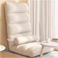ELEFOCUS Brown Folding Chaise Lounge Chair with Pillow - Adjustable Lazy Sofa Bed for Living Room Gaming Reading(Cream)