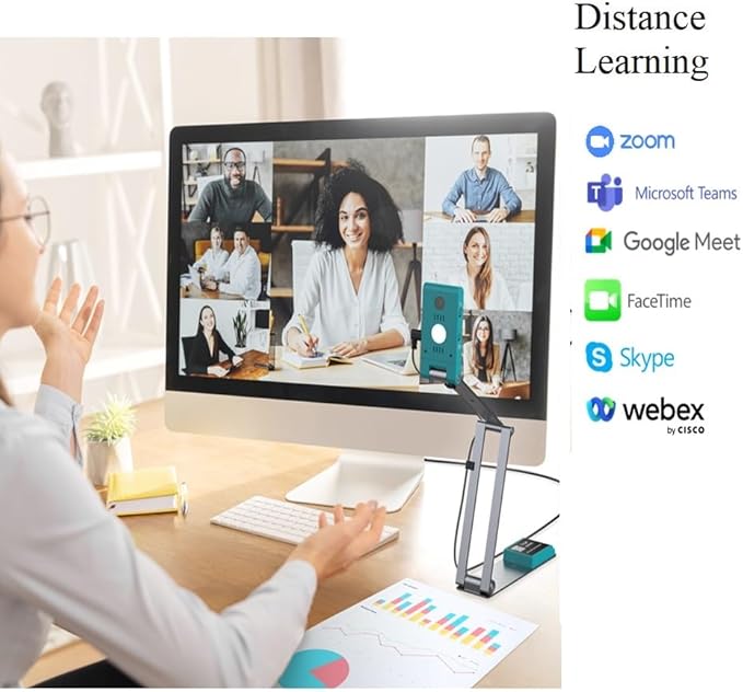 IRIScan Visualizer Webcam Document Camera v7:4K UltraHD-13MP4in1Free Readiris PDF OCRvisualizerScanner A3Portable ScannerWeb ConferencingDistance LearningAI MicroLedUSBWinMac