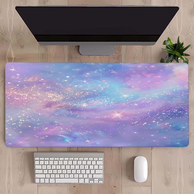 Purple Blue Galaxy Cloud Large Mouse Pad Gaming Mousepad Desk Mat for Desktop Computer Keyboard Waterproof Mouse Mat Desk Pad with Non-Slip Base for Game School Office Home 35.4 x 15.7