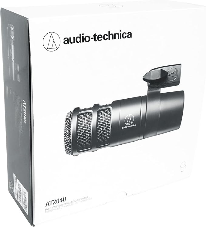 Audiosavings Bundle: Audio Technica AT2040 Hypercardioid Dynamic Broadcast/Podcast Microphone Mic Bundle with Rockville PRO-M50 Studio Headphones w/Detachable Coil Cable Case+Extra Ear Pad (2 Items)