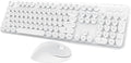 Wireless Keyboard Mouse Combo 104 Keys Cute White Keyboard with Number Pad &amp Mouse for Windows Computer PC Notebook Laptop (White)