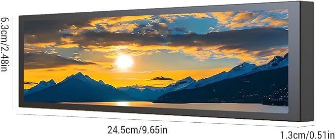 9.2 inch PC Case Side Screen Customizable Monitor Display for System Stats and Animated Themes USB Powered Supports Wallpaper GIF and Hardware Monitoring (Black)