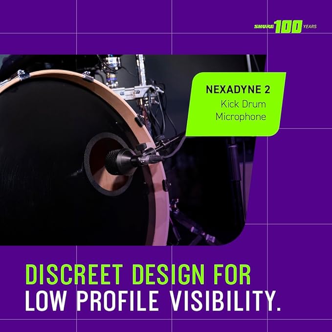 Shure Nexadyne 2 Kick Drum Microphone with Revonic Technology - Supercardioid Dynamic Mic for Pro Performance Enhanced Frequency Range &amp Noise Reduction Dual-Engine Transducers (NXN2)
