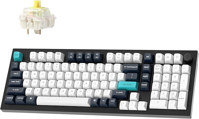 Keychron Q5 Max Wireless Custom Mechanical Keyboard 2.4 GHz Bluetooth QMK Full Aluminum 96% Layout RGB with Hot-swappable Gateron Banana Switch Compatible with Mac Windows Linux