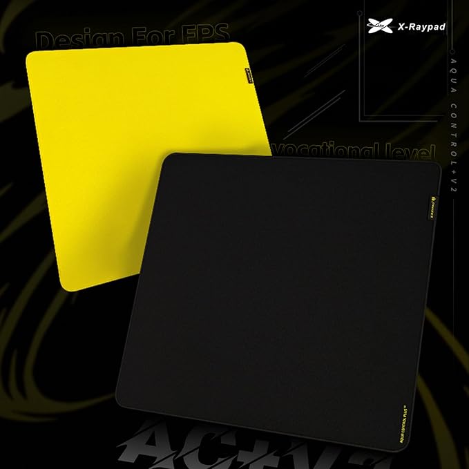 X-Raypad Aqua Control Plus Yellowbee &amp Blackbee AC+ V2 Gaming Mousepad Consistent X and Y Glide Designed for Fps Players with Low DPI Requirements