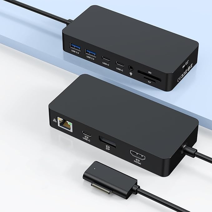 New Surface Dock Triple Displays 4K HDMI+DP+Thunderbolt 4 12 in 1 Surface Pro Docking Station with 120W Power Adapter for Surface Pro 11/10/9/8/X/7/6/5/4/3 Surface Laptop Surface Book Go