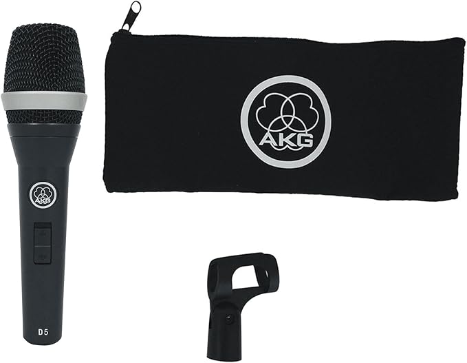 Audiosavings Bundle:(1) AKG D5S Dynamic Cardioid Pattern Vocal Microphone with On/Off Switch D5 S Mic Bundle with (1) Rockville RVMIC3 Tripod Microphone Stand with Hand Clutch &amp Boom (2 Items)