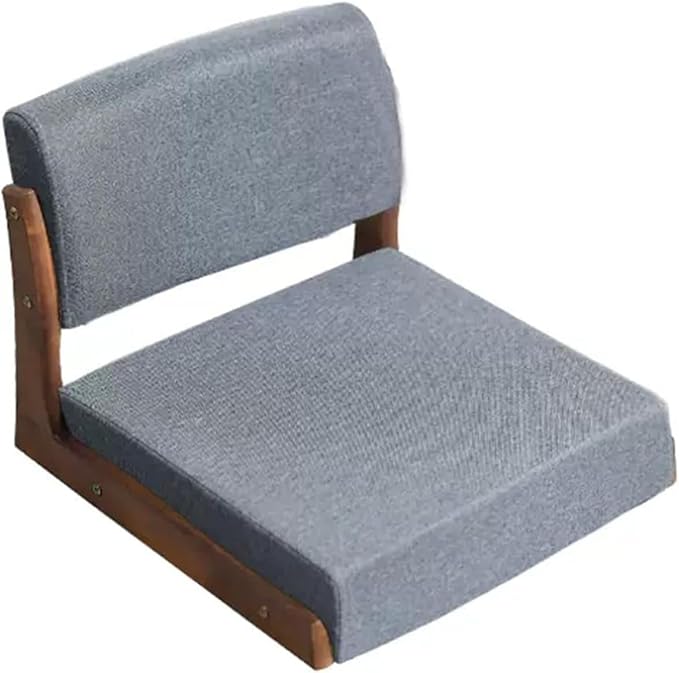 BTZHY Floor Chair Tatami Chair with Backrest Meditation Floor Chair Portable Legless Chair Wood Lazy Sofa Floor Window Balcony Living Room Chair(Smoke Grey 2)