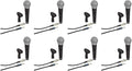 Audiosavings Bundle: (8) R21S Dynamic Handheld Microphones w/Mic Clips Cables and 3.5mm Adapters (8 Items)